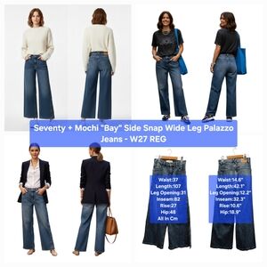 Seventy + Mochi "Bay" Side Snap Wide Leg Palazzo Jeans Size W27 REG